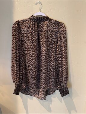 H&M Sheer Leopard Print Blouse - Tan and Black